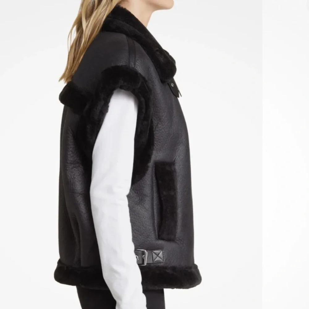 NEW BLANK NYC Black Sherpa Moto Vest retail $175 - Picture 4 of 11